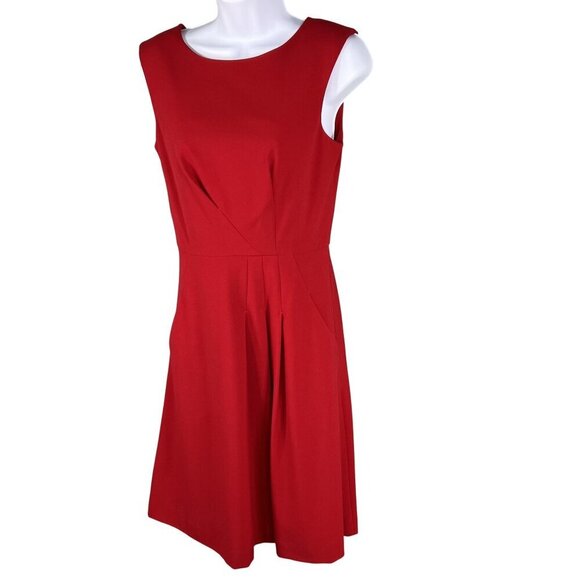 Calvin Klein Women 2 Little Red Dress Sleeveless Pockets Fit & Flare Career Wear - Picture 7 of 16